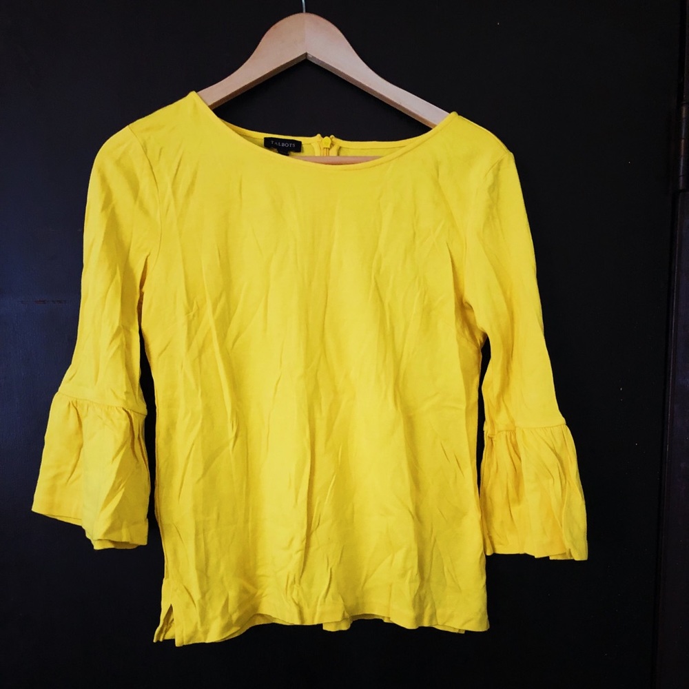 Classy yellow bell-sleeve blouse
